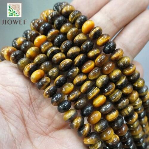 6/8/10mm Natural Stone Yellow Tiger Eye Agates Rondelle Round Spacer Beads DIY Bracelets Accessories For Jewelry Making 15