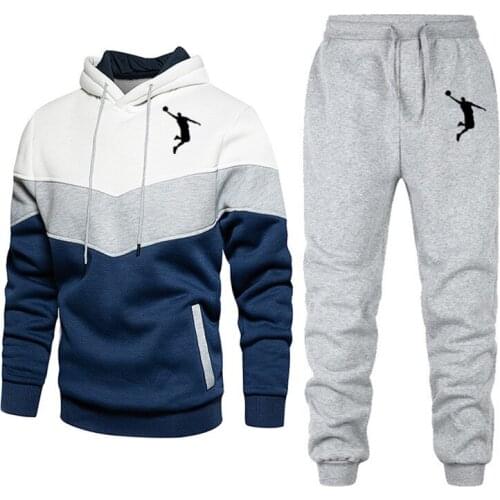 2021Mens Tracksuit Set Two Piece Tracksuit Men Sports Wear Fashion Colorblock Jogging Suit Autumn Winter Men Outfits Gym CLothes