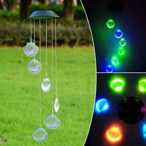 New Solar Powered LED Wind Chimes Shell Wind Chimes For Courtyard Garden Bedroom Terrace And Living Room Decoration