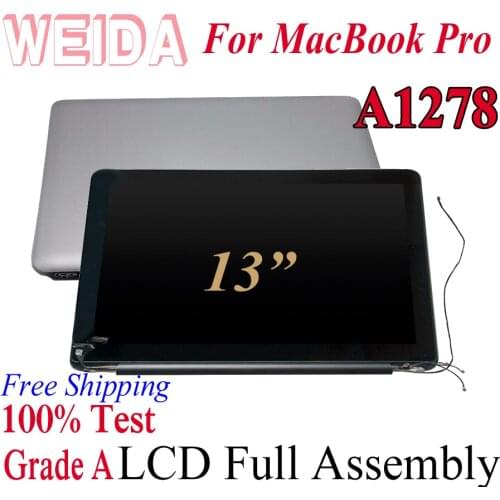 WEIDA New LCD 13.3" For MacBook Pro A1278 Display Touch Screen Full Complete Assembly Replacement A1278+AB Case Silver