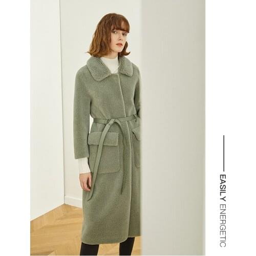 Faux lamb wool coat women winter faux fur all-in-one granular fleece coat women mid-length over the knee