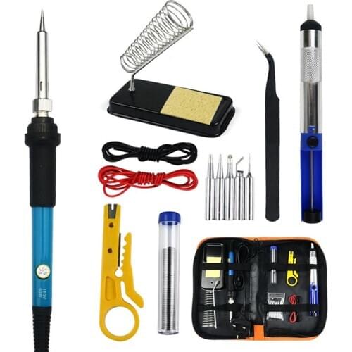 Adjustable Temperature LCD Soldering iron kit 110V 220V 80W Solder welding tools soldering tips wire Desoldering Pump Heater