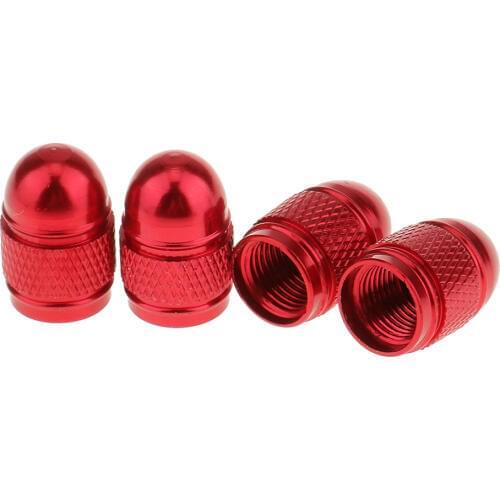 4pcs Red Anodized Tires Stem Dust Cap For Car Bike Van Truck Repair