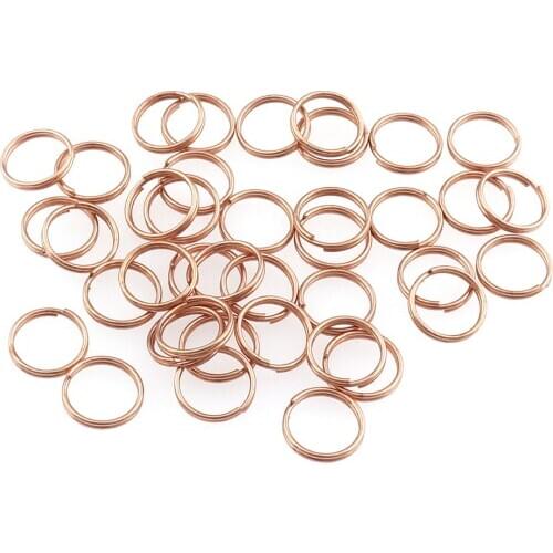 50pcs Rose gold Small Key chain rings Open Jump Rings Double Loops 9mm Split Rings Connectors For Jewelry Making Accessories