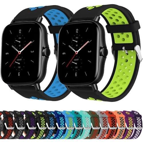 For Huami Amazfit GTS 2 & gts2 mini Bip U POP GTR 42mm Strap Silicone Bracelet 20mm Watch Band Replacement Breathable Watchband