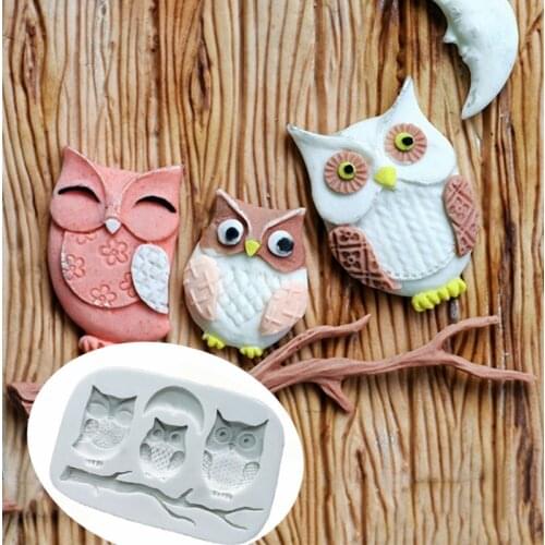 Owl Shape Resin Fondant Silicone Mold for DIY Pastry Cupcake Dessert Plaster Lace Decoration Kitchen Accessories Baking Tool