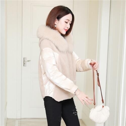 Women real coat, hooded, winter jacket for women, fox fur, hooded wool fur coat Korean parka femme hiver ymj969