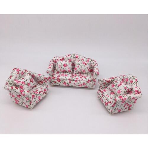 1:12 miniature Floral sofa dollhouse furniture toy for dolls children doll house pretend play toys for kids girls fun gifts new