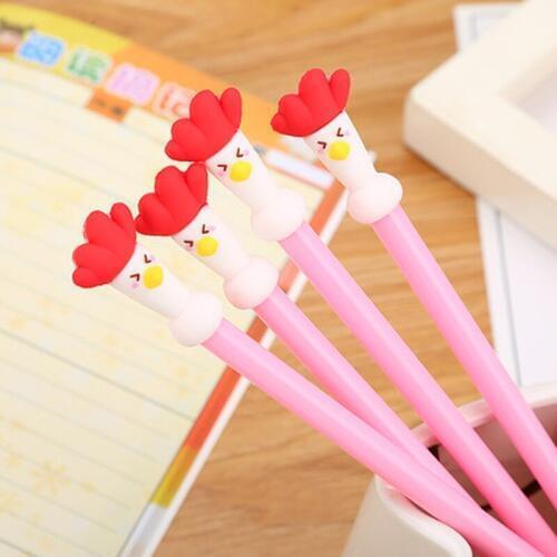 1pcs Red Cock Gel Pens Cute Pens Cute Stationary 0.5mm New Student Kawaii Pen Novelty Cartoon Gel Pen Kawaii School Supplies