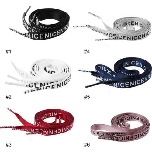 1pc Fashion Letter Printed Shoes Laces Shoelaces Women Men Casual Flat Athletic Shoe Strings Decoration 140mm