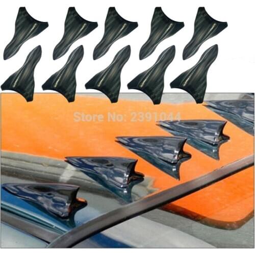 10Pcs/set Car Universal EVO-Style ABS Carbon fiber look Car Roof Shark Fins Spoiler Wing Kit Vortex Generator Trim Styling