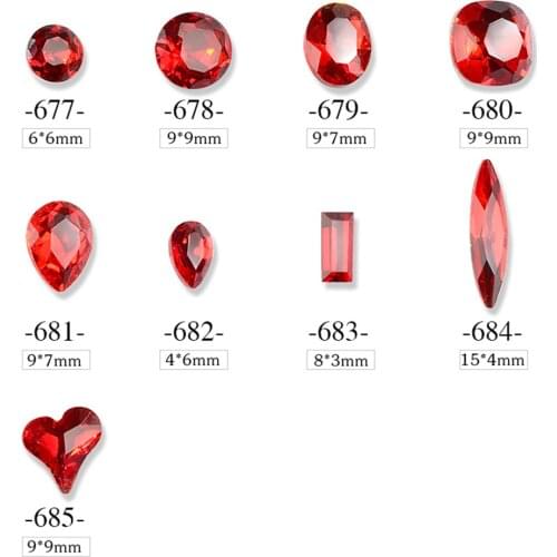 10pcs Red Glitter Large Glass Sharp Back Rhinestones Nail Art Crystal Decals Manicure Tool DIY