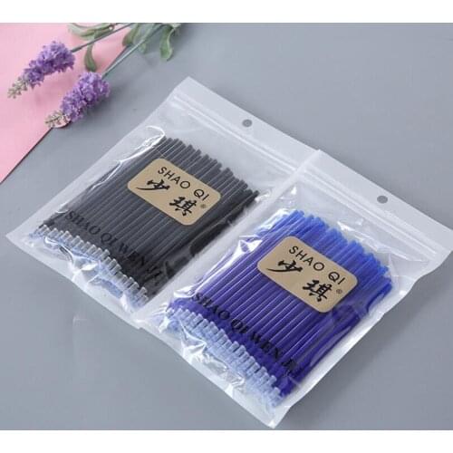 100pcs/bag of Magic Erasable Gel Pen Refill Needle 0.5mm Black/blue Ink Erasable Pen Free 1 Set of Office and School Supplies