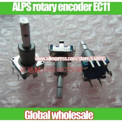 2pcs ALPS rotary pulse encoder EC11 / code switch with switch 30 bit 15 pulse 21 fine handle