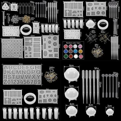 300Pcs Silicone Casting Molds And Tools Set Mixed Style Jewelry Epoxy Casting Molds Tools Set For Jewelry making DIY