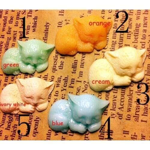48pcs/bag 5 color optional sleeping cat Flowers Flatback Scrapbook Fit Phone Embellishment. 25*15mm 004004120