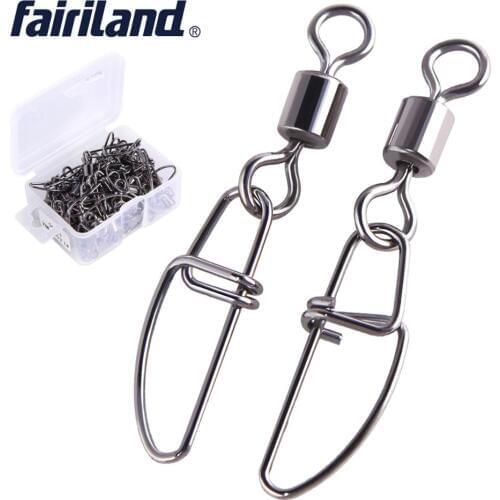 50pcs/lot Fishing Swivel w/ Insurance Snap 1#/3#/5#/7#/10# size available full copper rolling swivel with Free Hook box