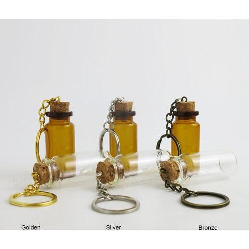 500 X 10ML 8M 7ML 6ML 5ML Empty Mini AmberGlass Bottles Key Chain Pendants Small Wishing Cork Vial Arts Jars For Bracelets Gifts