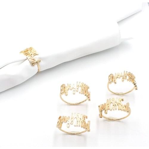 6pcs Enjoy your food custom and personalized alloy napkin ring table decoration, mouth cloth ring