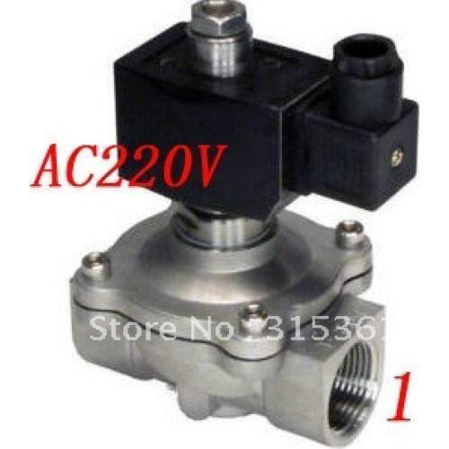Free Shipping 5PCS/Lot 1'' Stainless Steel Normally Open Water Solenoid Valves Oil Acid VITON AC220V