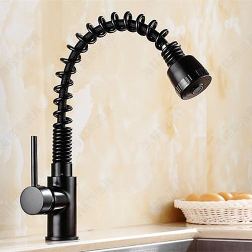 Free shipping Luxury Black bronze kitchen mixer tap with solid brass kitchen sink mixer tap of pull out kitchen water faucet