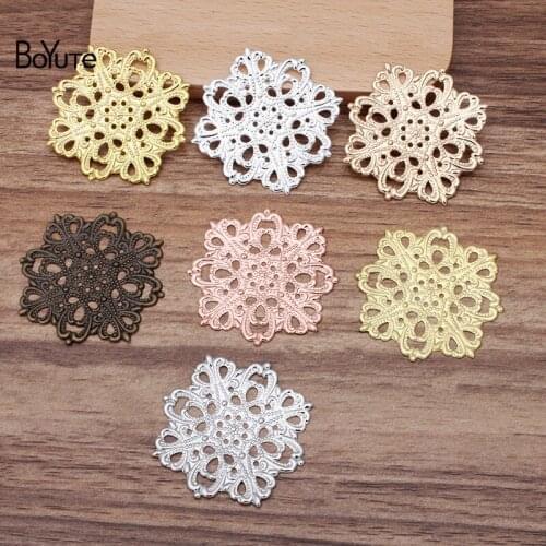 BoYuTe (50 Pieces/Lot) 42*42MM Metal Brass European Flower Filigree Findings Diy Jewelry Making Hand Made Materials