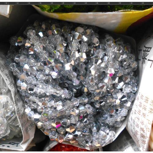 FLTMRH Half Silver Color 110pcs 4mm Bicone Austria Crystal Beads charm Glass Beads Loose Spacer Bead for DIY Jewelry Making
