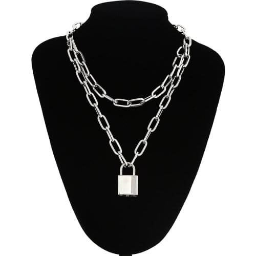 Lock Chain Necklace With A Padlock Pendants For Women Men Punk Jewelry On The Neck 2020 Grunge Aesthetic Egirl Eboy Accessories