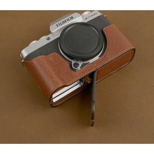 Handmade Genuine Real Leather Half Camera Case Bag Cover for FUJIFILM XT200 Fuji X-T200
