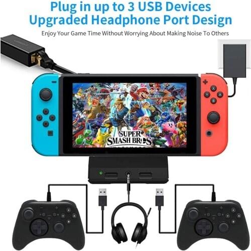 For Nintend Switch Charger Station HD Convert Adapter Usb 3.0 2.0 Type C Port Headphone Jack Multifunction Console Stand