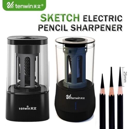 Tenwin 8039 Plug-in Power Electric Pencil Sharpener for Sketch/Charcoal/Pencil Long/Short Hole Switch Automatic Pencil Sharpener