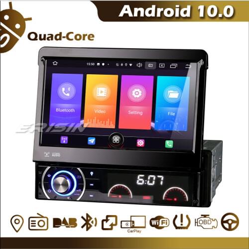 Erisn ES2790U Detachable Single Din Android 10 Car Radio FM DAB Wireless CarPlay GPS Navi DSP WiFi TPMS Bluetooth OBD DVR DVB-T2