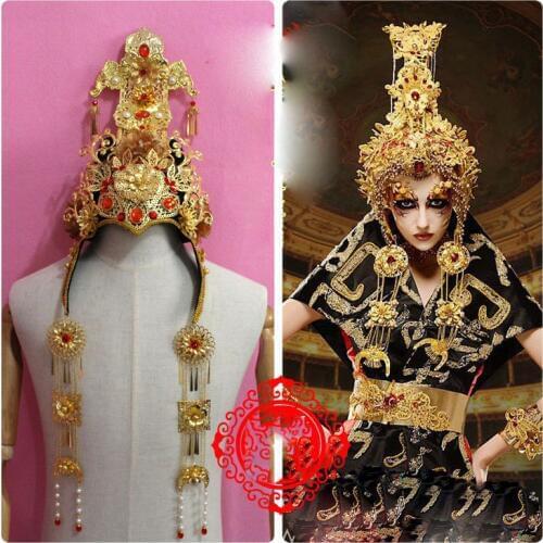 European Style Vintage Palace Shakespeare Hair Crown Headwear Exaggerated Night Club Stage Show Hair Tiara Head Piece