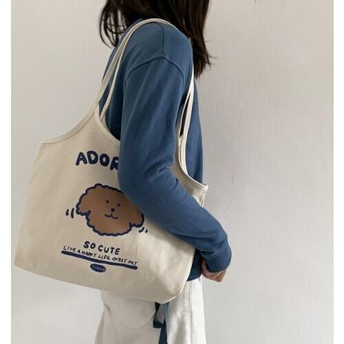 PURFAY Canvas Capacity Women Shoulder Bag Cotton Tote Shopper Bag Eco Reusable Travelling bag Cloth Messenger Bag