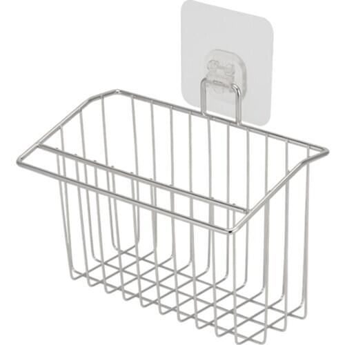 3-In-1 Adhesive Kitchen Sponge Holder, Dish Brush Holder And Dish Cloth Holder, Stainless Steel Kitchen Sink Organization Basket