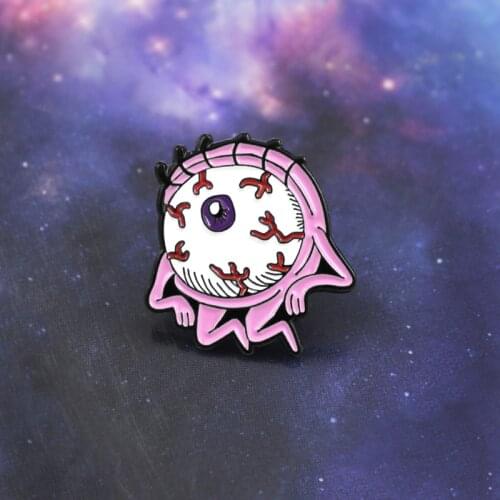 Creative Eyeball Brooch Funny Posture Bloodshot Eyeball "Eye on you" Enamel Pin Dress Coat Cap Badge Night Family Gifts