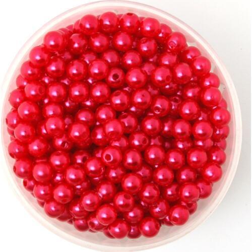 Round Approx 1000pcs/lot Red Color 6mm Dia. Imitation Pearl Plastic Beads Wholesale for Jewelry Making CN-BSG01-02RD