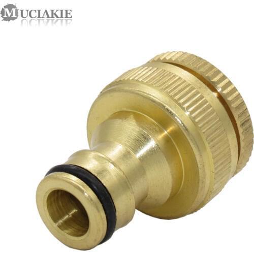MUCIAKIE 1PC 3/4" To 1/2" Inch Brass Hose Tap Quick Connector Threaded Garden Water Pipe Adaptor Fitting Irrigation Tool