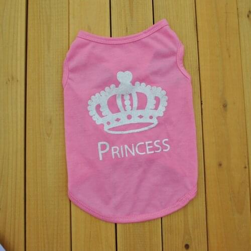 Soft Comfortable Summer Pet Clothes Small Dog Vest Pink Crown Pattern Puppy Summer Clothes Sphinx Cat Vest Cute Pink Dog Costume