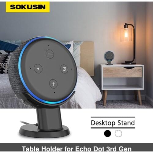 Desktop Stand For Alexa Echo Dot 3rd Generation,Amazon Speaker Holder with Save Space Storage Cable Bracket