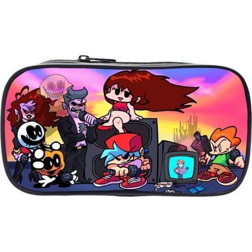 Game Friday Night Funkin Pencil Case Cosmetic Bag Children Students Multifunction Pen Box Storage Pouch Stationery Bags
