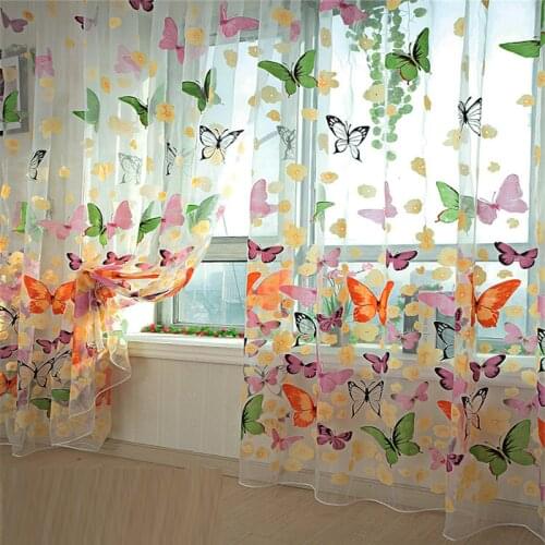 Hot selling 200cm x 100 cm Butterfly Print Sheer Window Panel Curtains Room Divider New for living room bedroom Kitchen Room