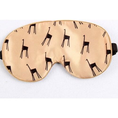 Cartoon Animal Deer Pattern Sleeping Mask Mulberry Silk Eye Soft Blindfold Headband Eyepatch Night Mask Eyeshade With Gift Box