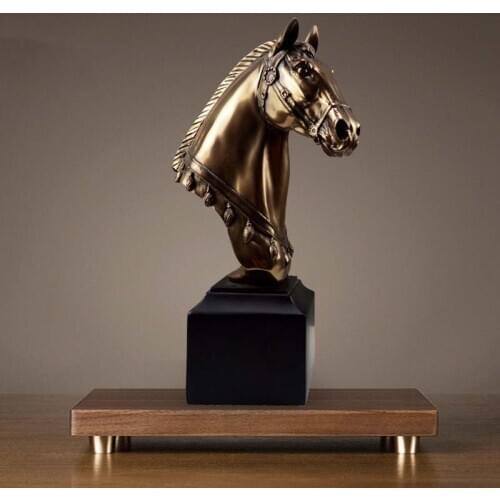 RETRO GEOMETRIC WAR HORSE HEAD STATUE AND ART SCULPTURE RESIN CRAFTS DESKTOP MASCOT DECORATIVE STATUE HOME DECORATION ACCESSORIE