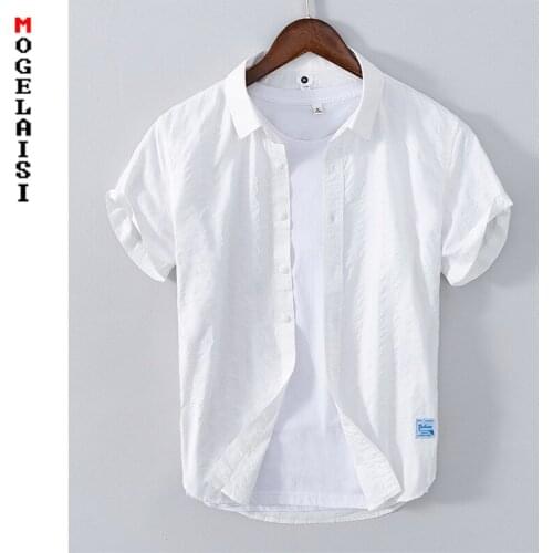 Summer casual shirt men short sleeve 100% cotton man Breathable tops high quality men clothing Asian size XXXL 1609