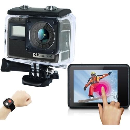 Touch Screen Ultra 4K 30FPS WiFi Camera Dual Screen Remote Control Camcorder 30M Underwater Action Cam Bicycle Helmet Camera