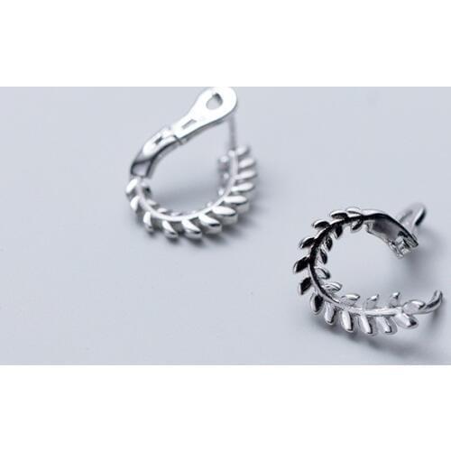 1Pair Authentic Real 100% 925 Sterling Silver fine Jewelry spin Branch Leaf LEVERBACK Huggie Earrings gtle2436