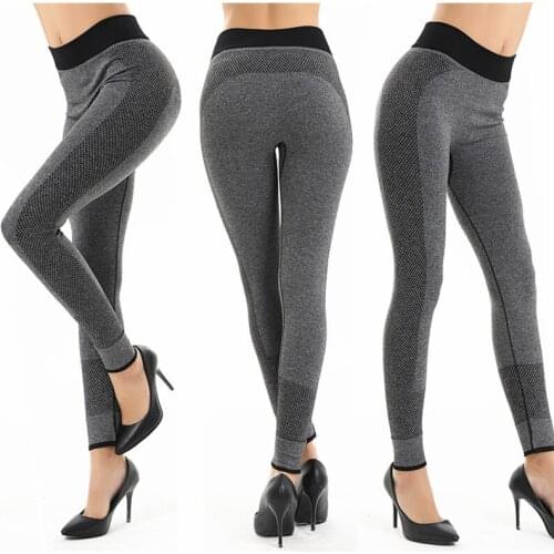 Gray Elastic Fabric Slim Tight Yoga Pants for Women 2021 Fashion Running Gym Workout Comfortable Skin-friendly Trousers