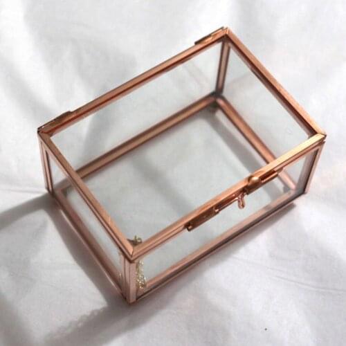 Modern Glass Metal Cuboid Geometric Terrarium Succulent Plants Planter Container Jewelry Holder Gift Favor Copper