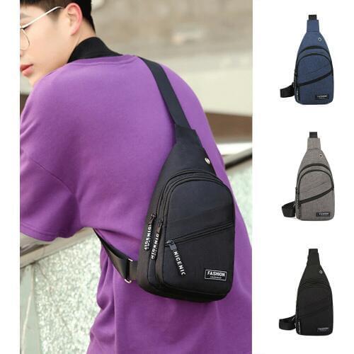 Fashion Mens Casual Outdoor Letter Shoulder Bag Sling Chest Pack Canvas USB Charging Sports Travel Crossbody Waist Bags